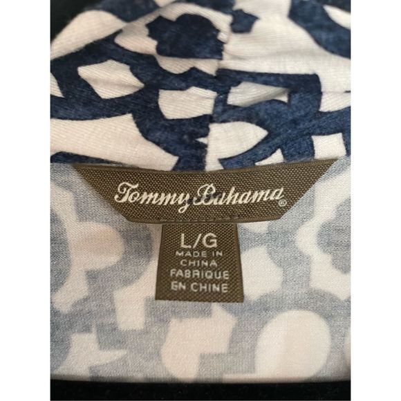 Tommy bahama blue and white geometric printed maxi dress large - Picture 5 of 10